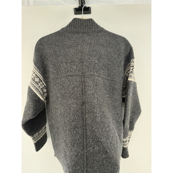 Nordic Design 100% Wool Zip Cardigan Abstract Sweater Women Size Large fair isle - Picture 11 of 11